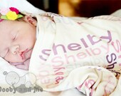Personalized Baby Blanket - Baby Blanket - Birth Announcement - Organic - Cotton Knit - Swaddle Blanket - You choose Name, colors and size