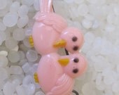 vintage  hair barrette cuddle  pink birds