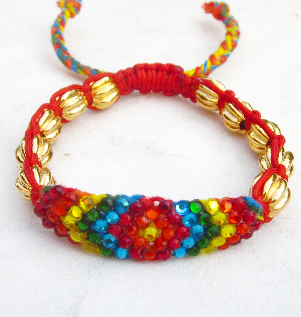 MADE TO ORDER - Rhinestone friendship bracelet knot crystal bracelet stackable summer jewelry