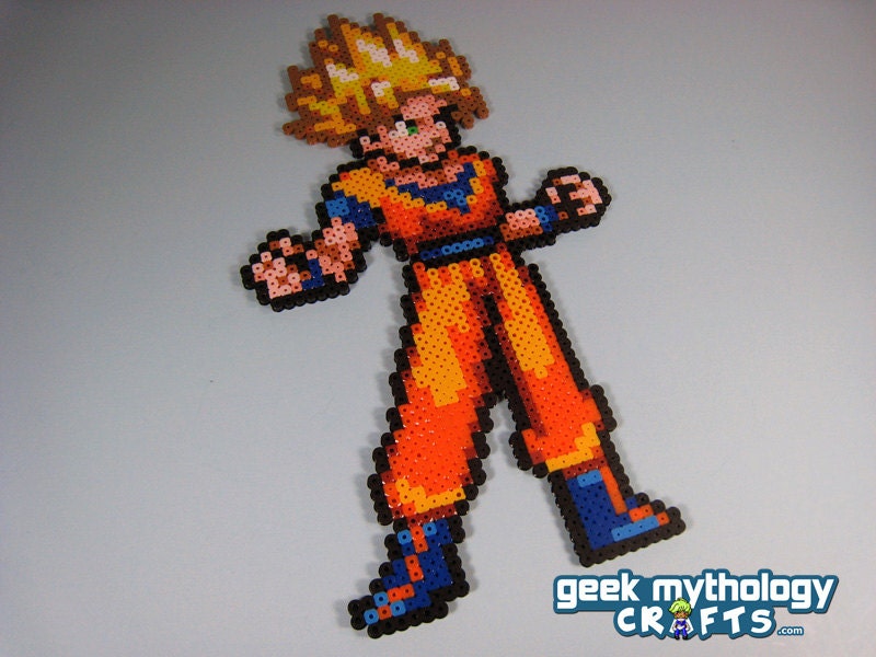 Super Saiyan Goku Dragon Ball Z -  Perler Bead Sprite - Pixel Art Decoration