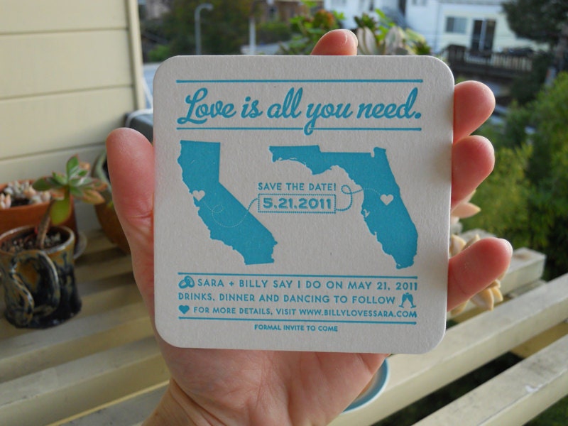 Save the Date - letterpress coasters