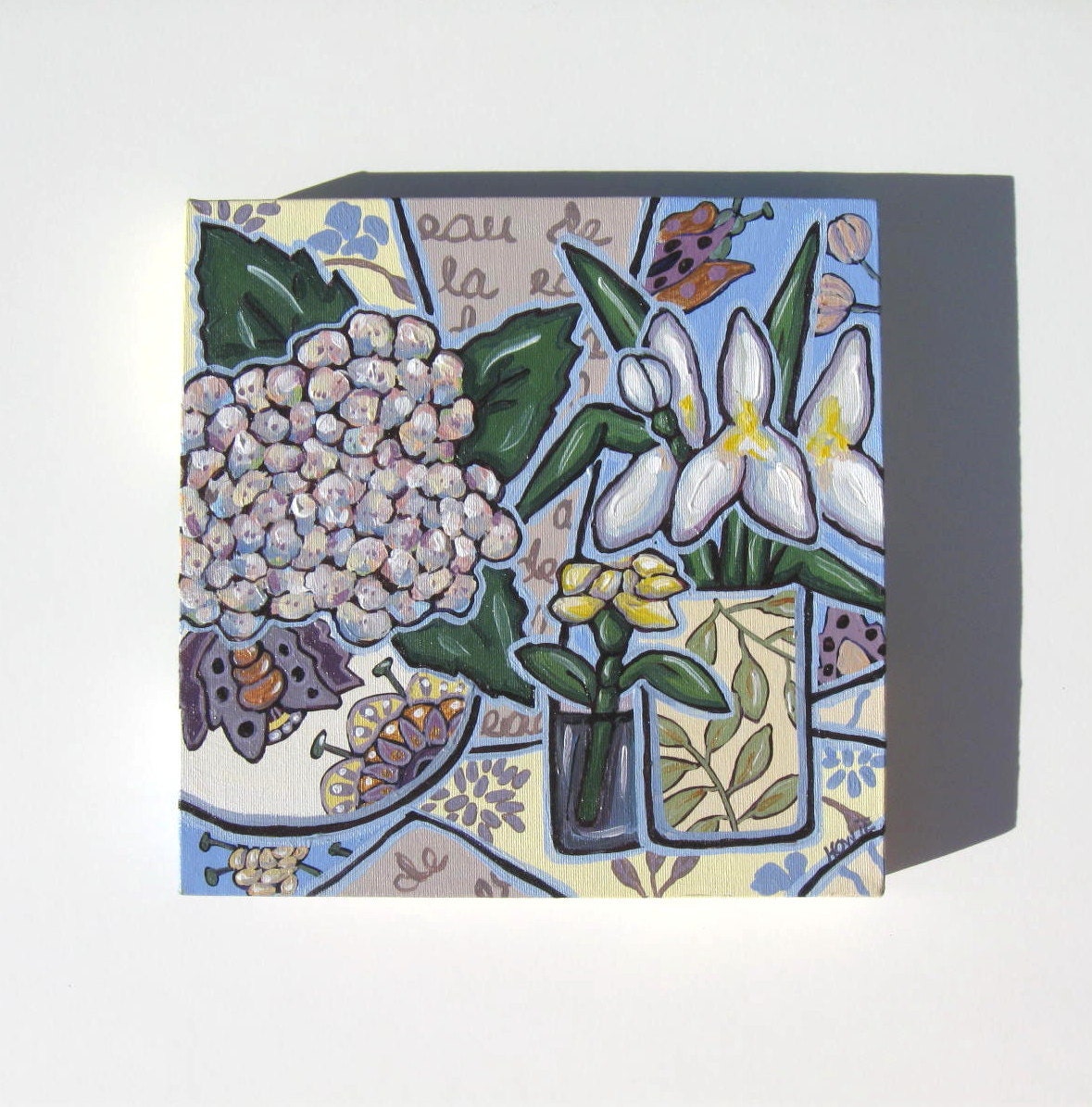 Floral Still Life Painting, Original Acrylic on Canvas, French Country