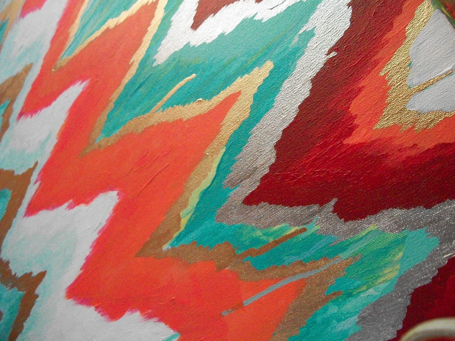 Jive Original ikat chevron 36x48 Painting by Jennifer Moreman