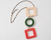 Mod Upcycled Bakelite Necklace Repurposed Vintage Chunky Geometric Pop Art