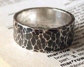 Men's Ring, Wedding Band, Sterling Silver, Dark Silver, Thick Band, Rugged, Hammered, Gothic - Marrow Ring