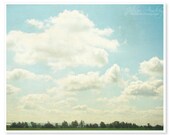 Modern New York Landscape Photograph - 8x10 fine art photo print - nature bright blue sky - clouds trees surreal dreamy