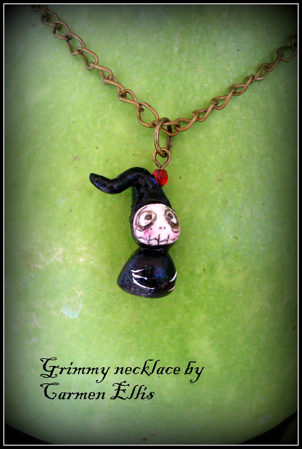 OOAK Grimmy Halloween Necklace tiny sculpt