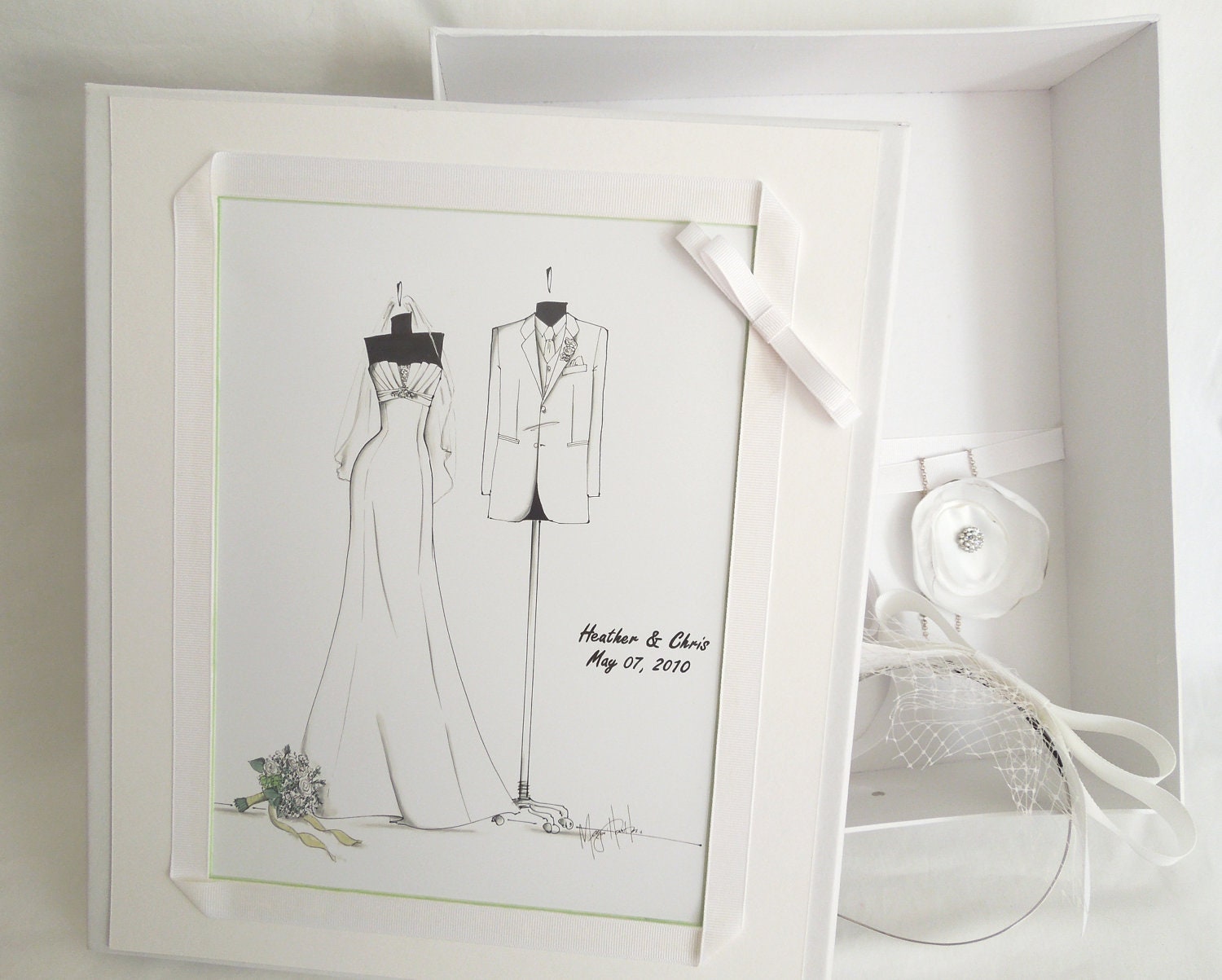 Custom Gown Sketch Wedding Memory Box