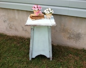 Upcycled - Passionate Pistachio - Vintage Wooden Plant Stand - Antique Side Table - Nighstand - Cottage CHIC