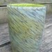 Hand blown glass tumbler light blue and chartreuse BCh -a