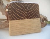 Beautiful Pouch - Modern Candice Olson textured  fabrics- brown - beige- ref-jo6s