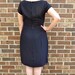 vintage 1950s dress/ 50s black rayon cocktail dress/ beaded floral appliqué