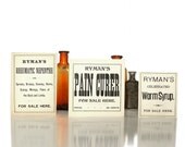 Apothecary Labels, Victorian Medicine Bottle Labels Set of Three