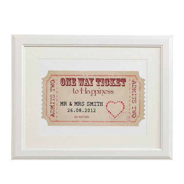 Personalised Wedding names gift art print