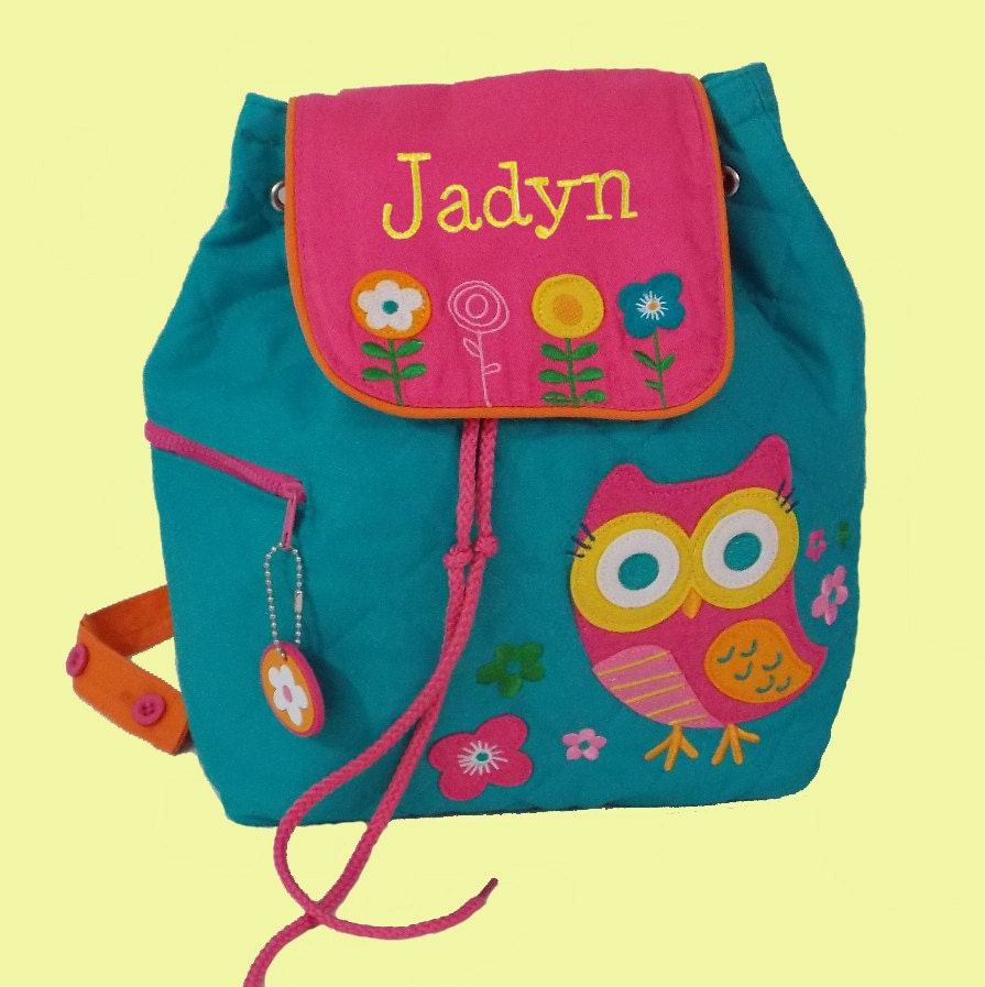 Personalized Stephen Joseph OWL Backpack in Teal and Hot Pink-Monogramming Included