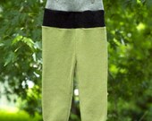 Upcycled Wool Longies   Modern Chartreuse Green Cloth Diaper Soaker  X LARGE 18-24 Months