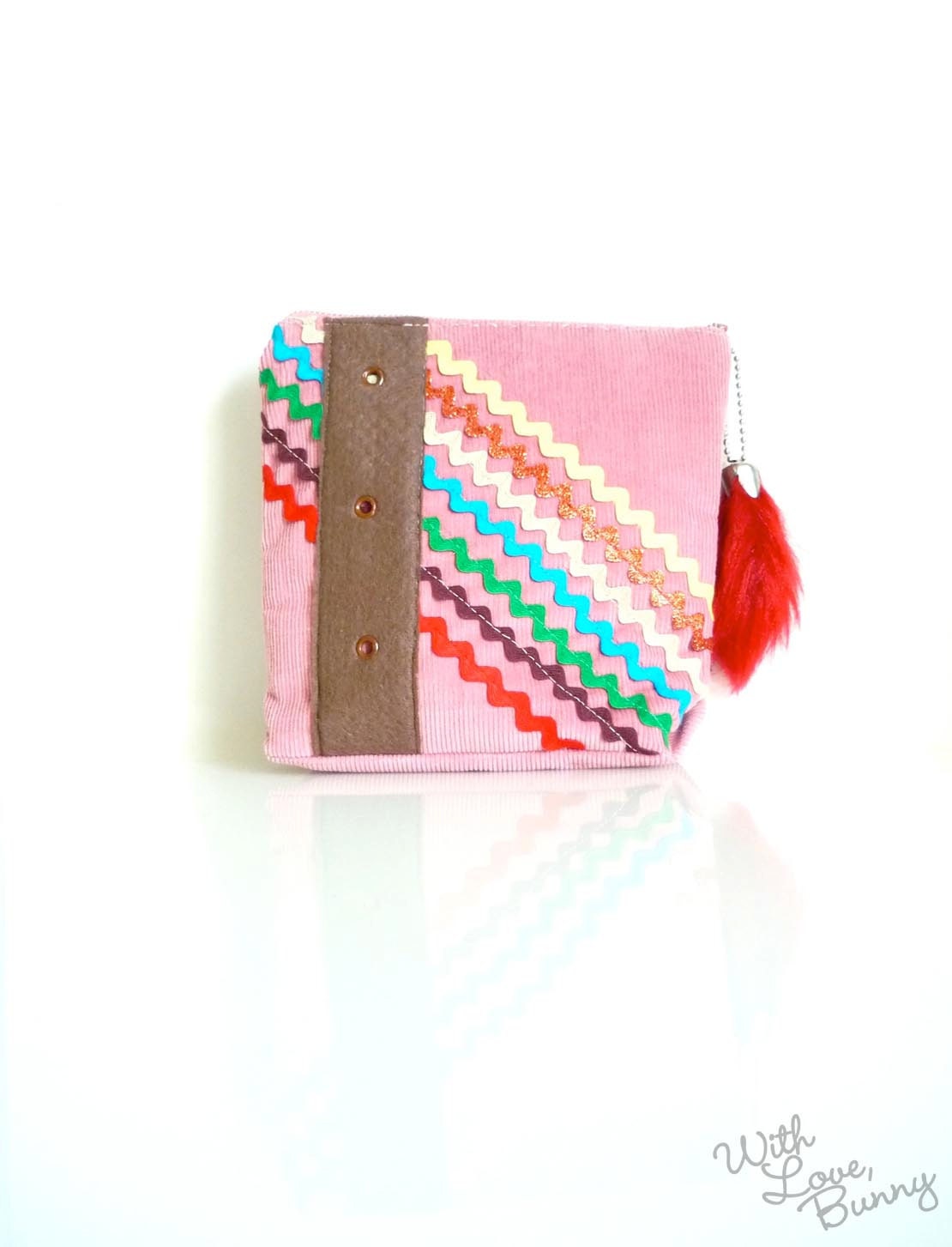 Rick Rack Pouch - GIRLIE PINK - Zippered