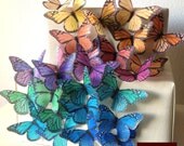32 rainbow butterflies - wedding butterflies favors - FREE SHIPPING - cake decoration - edible RAINBOW butterflies by Uniqdots on Etsy