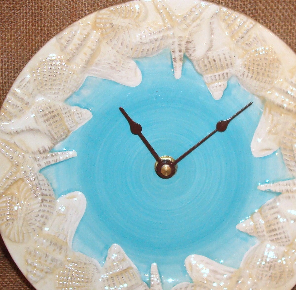 Wall Clock - Sea Shells by the Sea Shore Ceramic Plate Wall Clock (8 inches) No. 885