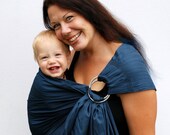 Ring Sling Baby Carrier Baby Basics Indigo Blue Superwide - Ready to ship in Tall length