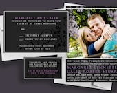 Elegant Flourish, and printable wedding invitation with an engagement photo