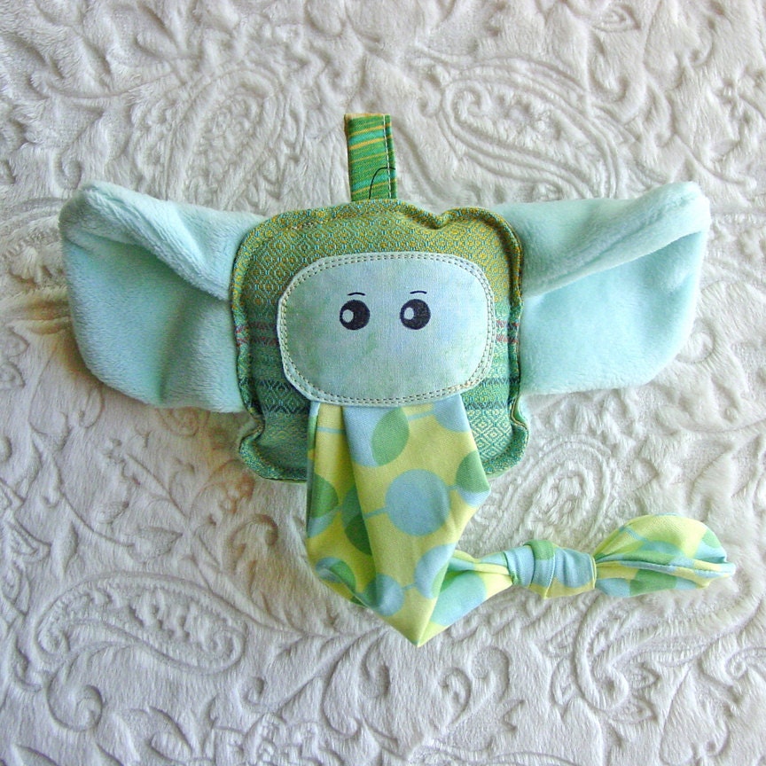 Wrap Scrap Elephant Plush - Knotted Toy - Minky and Cotton - Attachable Toy - Carson's Cove