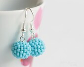 Blue Turquoise Earrings Beaded Bead Dangle