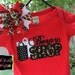 Born to Shop - Leopard Print Applique Boutique Red Shirt or Onesie and Matching Hair Bow Set for Girls
