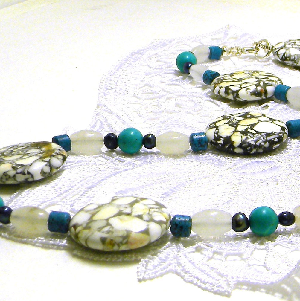 Beaded Necklace, Gemstone Necklace, Turquoise Bead Necklace, Fashion Necklace, Women's Necklace