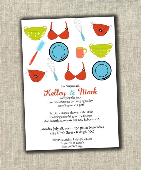 Dirty Dishes Bridal Shower Lingerie Printable Invitation - DIY Design