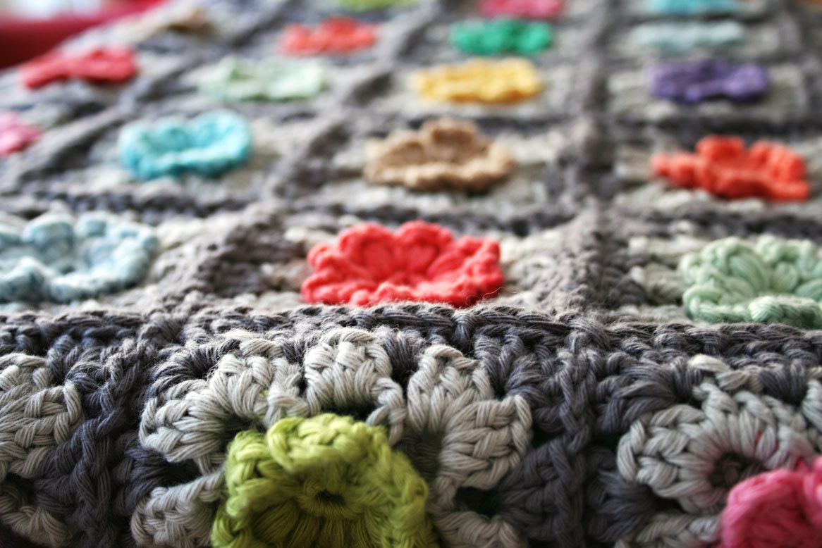 Granny Square Bobble Flower Blanket Crochet pattern - pdf tutorial - haakpatroon - REV IT UP in Dutch and English
