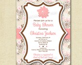 Vintage Pink and Brown Flowers Baby Shower Invitation - PRINTABLE INVITATION DESIGN Il_170x135