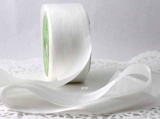 Silk Ribbon White 1.25" wide by the yard