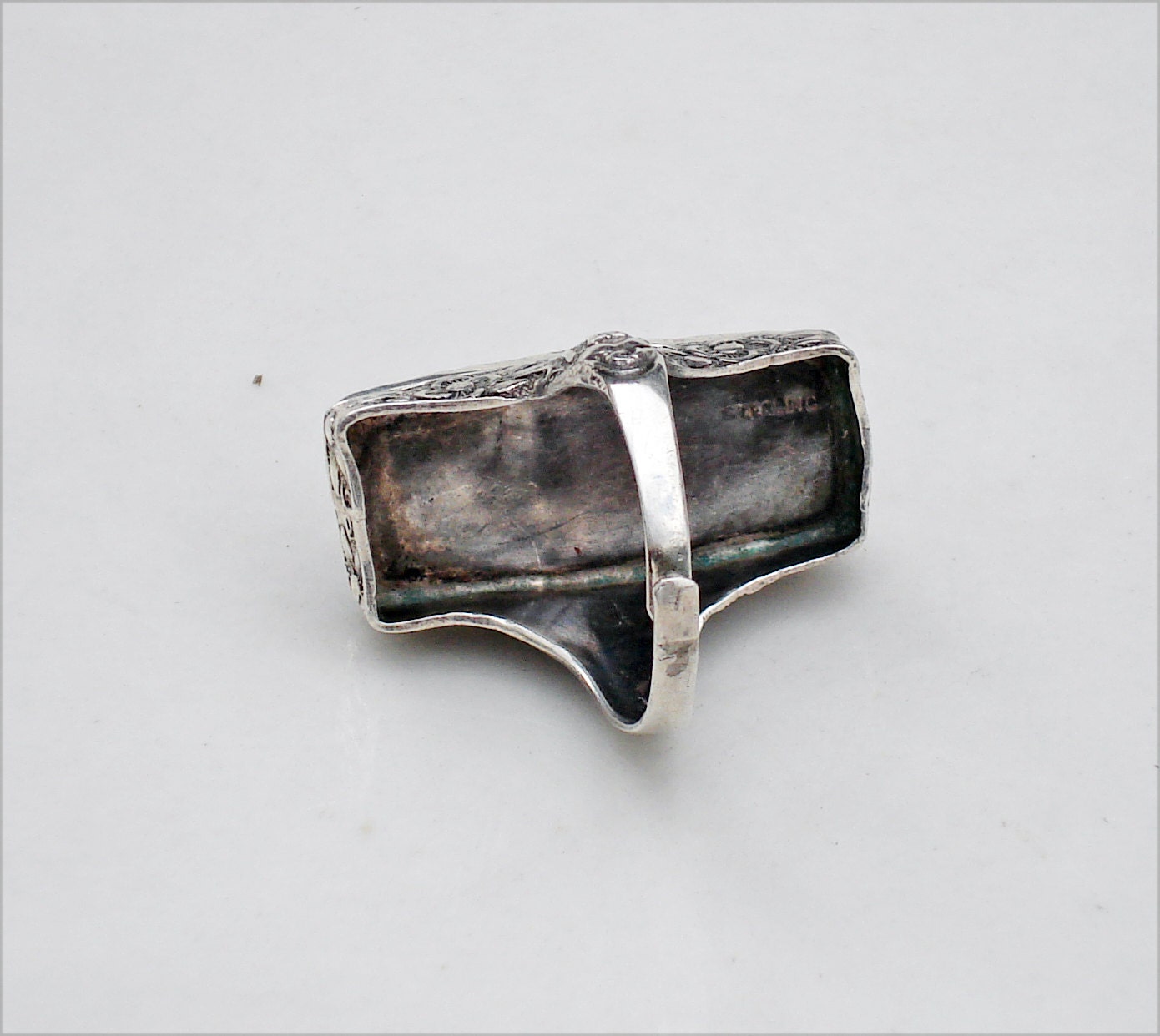 Art Deco Sterling Silver Asian Blister Pearl Ring