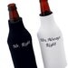 Beer Koozie Set- Mr Right Mrs Always Right Neoprene Zippered  Wedding Bridal Shower Gift