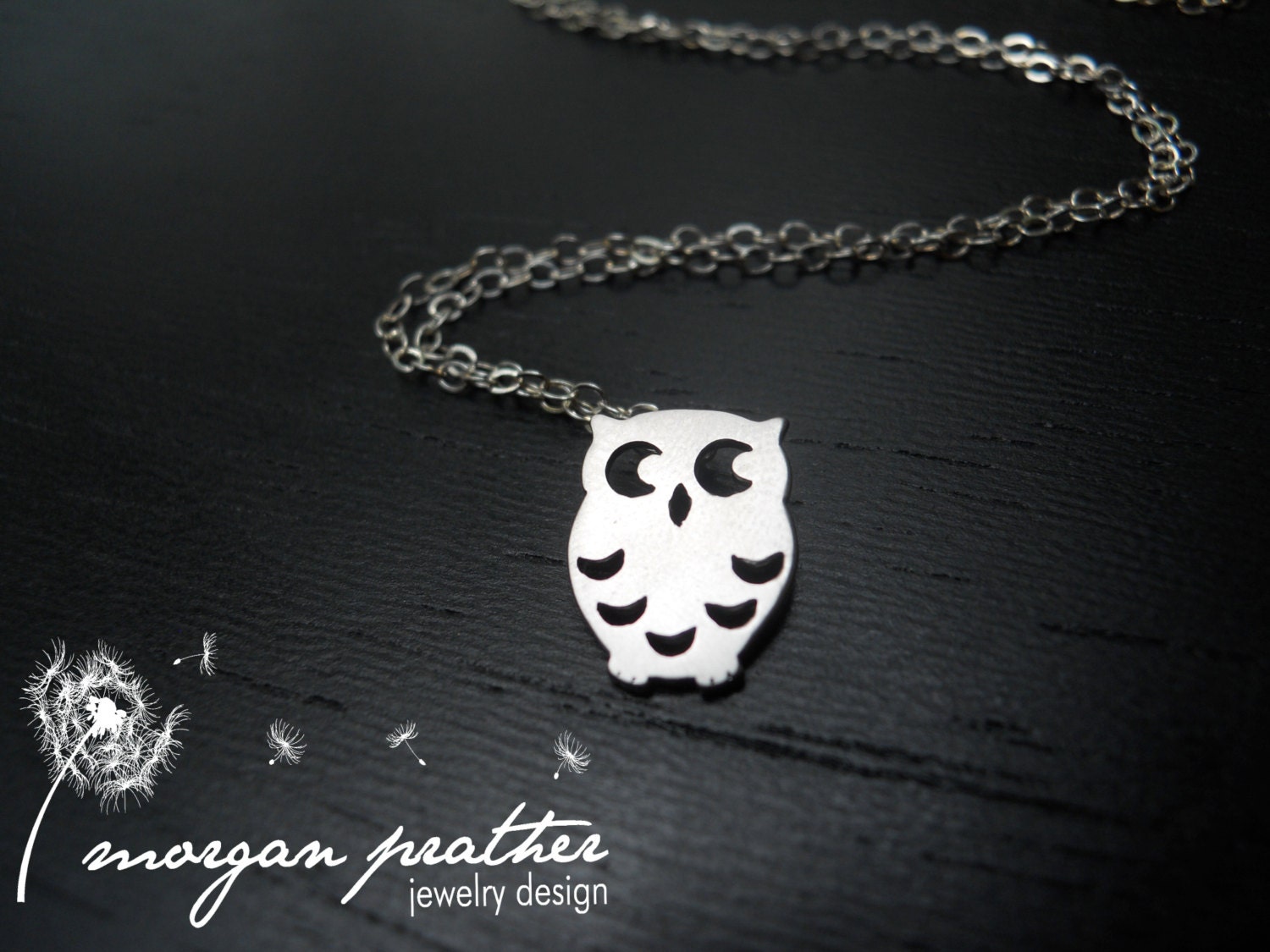 Owl Necklace - White Grey Cute Owl Charm Pendant - sterling silver chain - morganprather