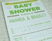 TYPOGRAPHY - customized printable baby shower invitation, pink green chocolate