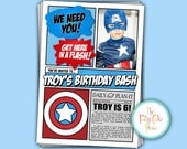 Avengers Invitation With photo, Birthday Party Custom Printable Digital File Super Hero Spiderman Superman Batman Superhero