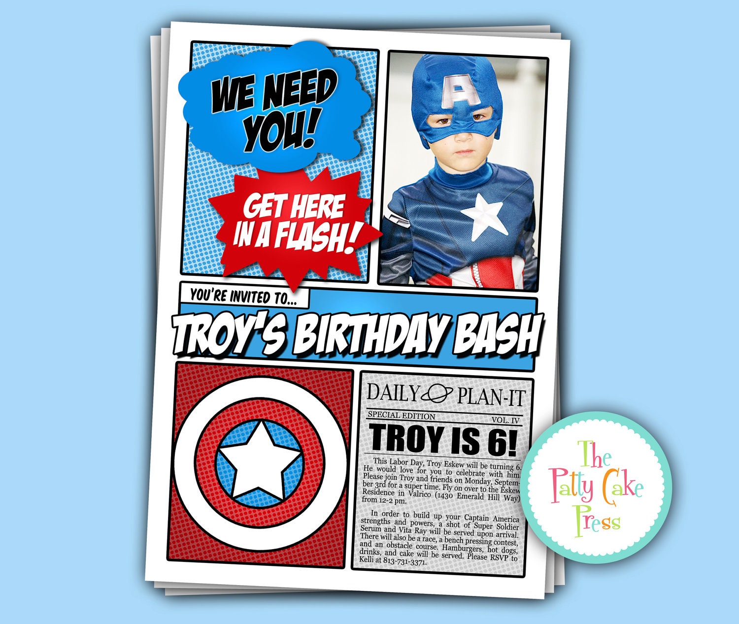 Custom Printable Batman Birthday Party Invitation Carissa