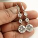 Wedding Earrings Bridal Earrings Round Cubic Zirconia Clear Silver Drops Wedding Jewelry