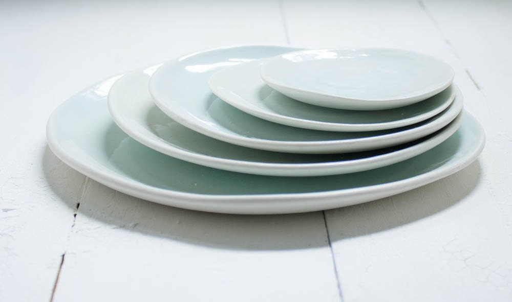 Stacked Plates Pale Aqua Small Serving Set