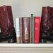vintage cowboy boots mens 10 D book ends stand 1950s brown alligator leather home office decor