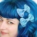 Aqua Blue Bow Clips, Glitter, Hair Accessories, Cute Kawaii Bows