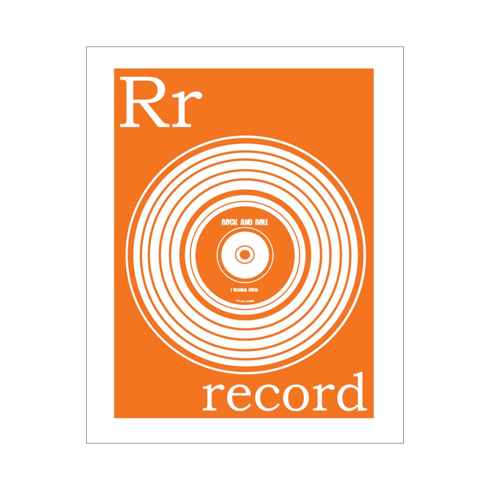 R is for Record 8x10 inch print