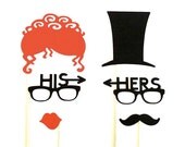 Funny His and His Photo Booth Props Set of 6 Silly Glasses Red Hair Top Hat Wedding Photo Props Photo Props Party Decorations Party Supplies