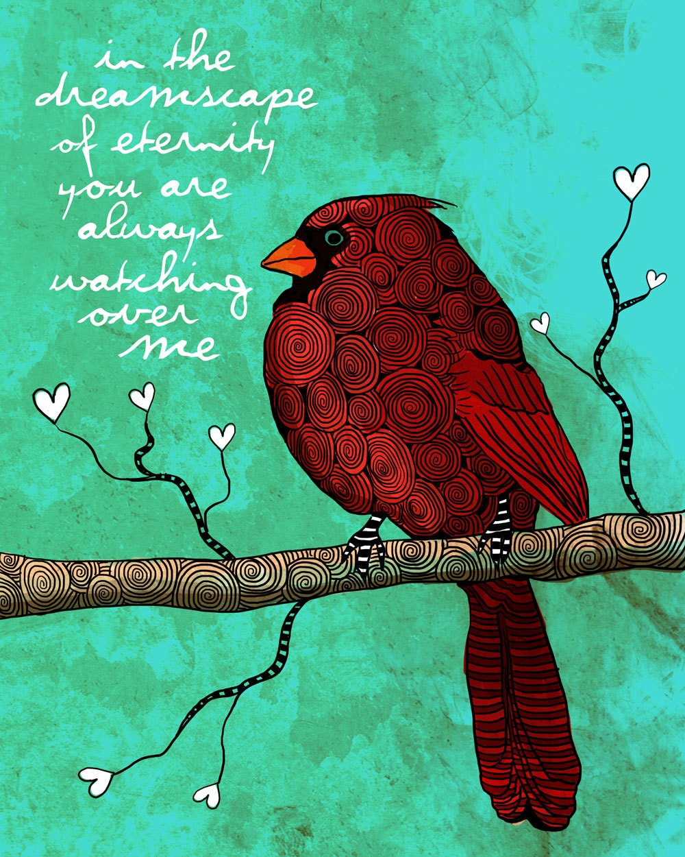 Dreamscape / Cardinal / original illustration ART Print SIGNED / 8 x 10 / NEW