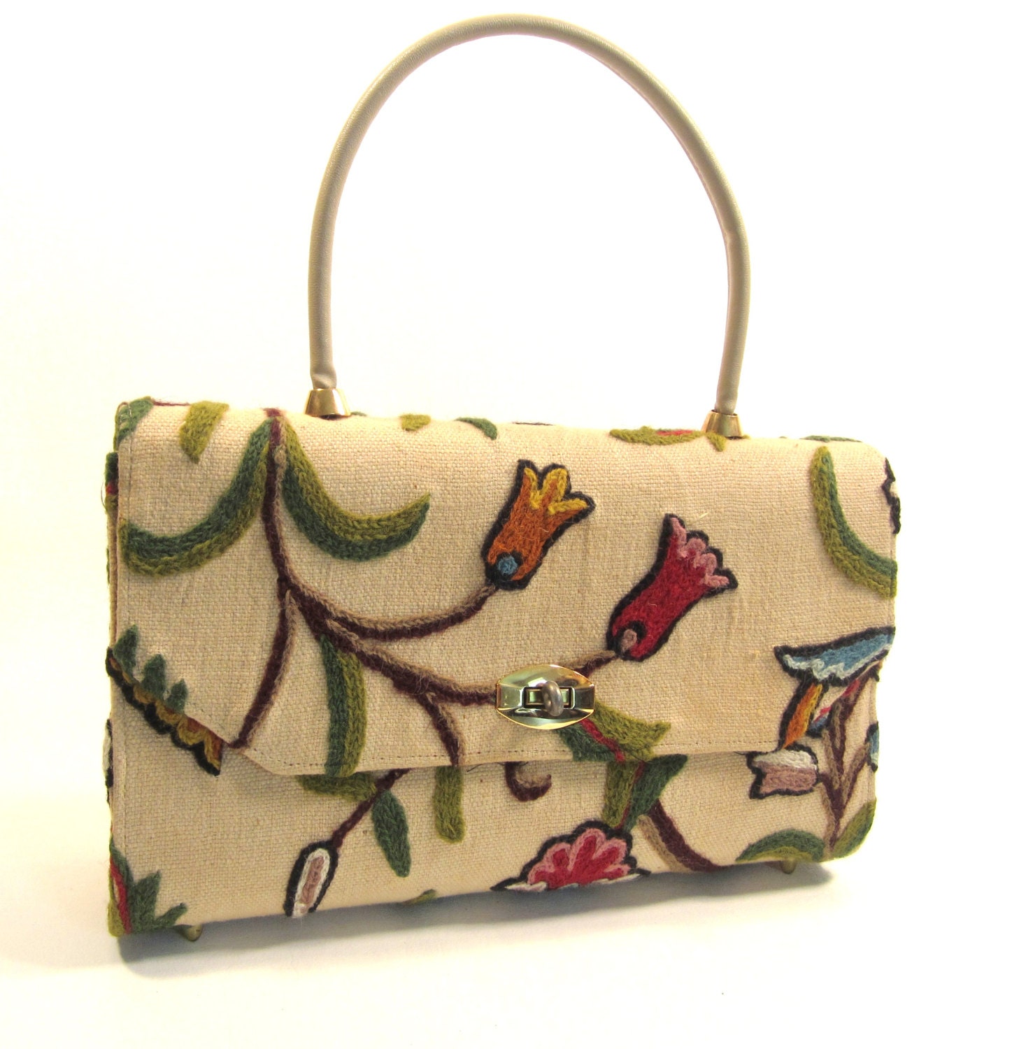 Vintage Margaret Smith Gardiner Maine Handbag  Tambour Embroidered