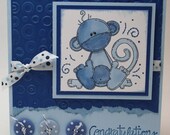 MONKEY toes BABY - Congratulations -  OOAK card