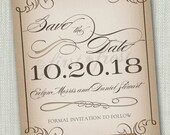 Vintage Style Save the Date Printable Card - Wedding Bridal Announcement Il_170x135