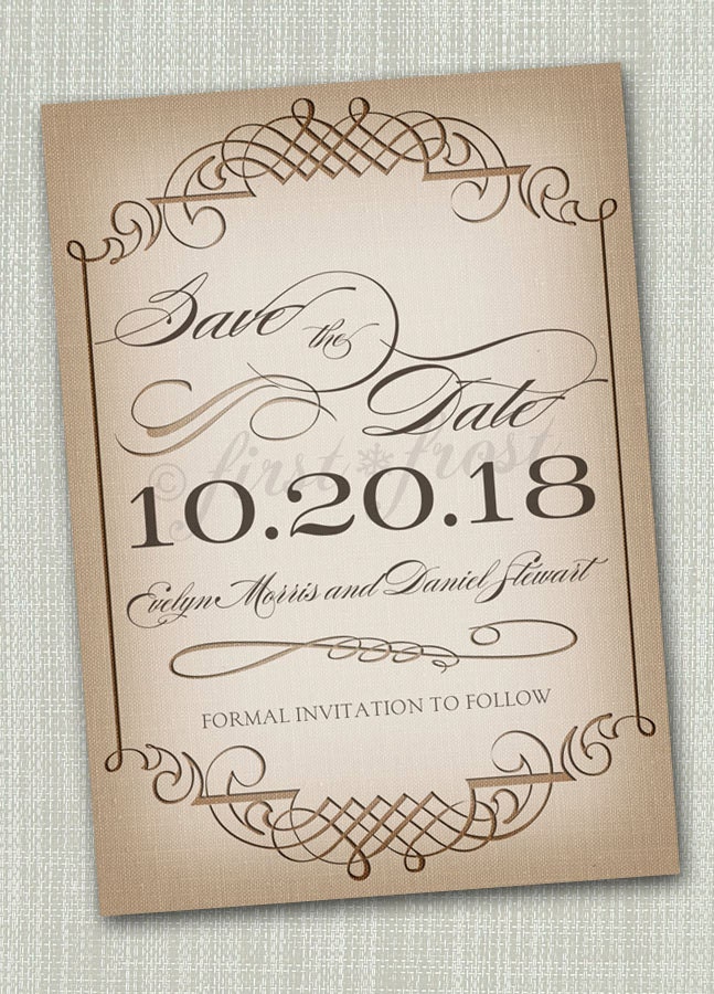 Vintage Style Save the Date Printable Card - Wedding Bridal Announcement Il_570xn